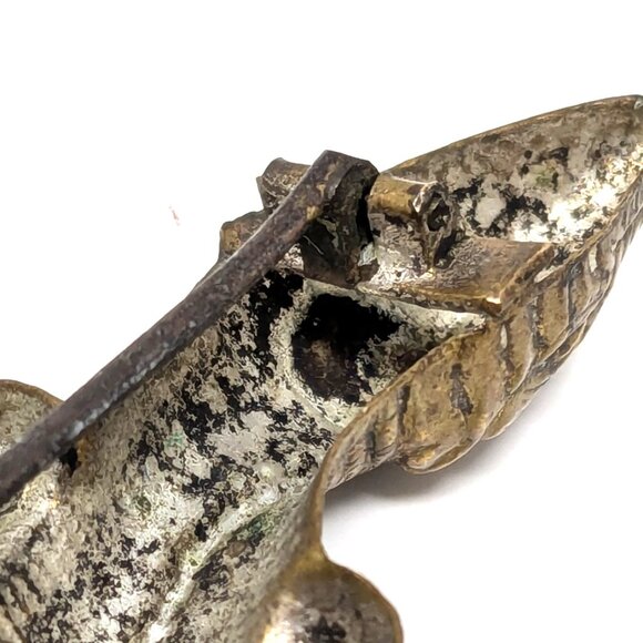 Victorian Lizard Salamander brooch Aluminum Gilt w paste stones 1890s-1900s - Picture 14 of 16